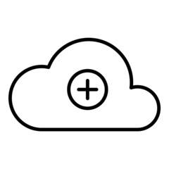 Obraz premium Cloud Data Add Flat Icon Isolated On White Background