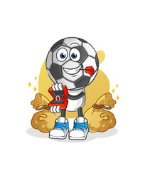 Obraz premium football head cartoon propose with ring. cartoon mascot vector