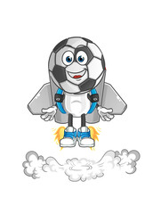 football head cartoon with jetpack mascot. cartoon vector