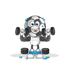 football head cartoon weight training illustration. character vector