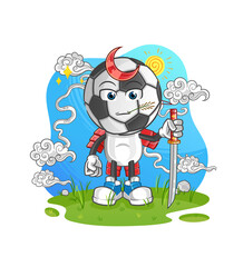 Obraz na płótnie Canvas football head cartoon samurai. cartoon mascot vector