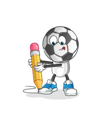 football head cartoon write with pencil. cartoon mascot vector