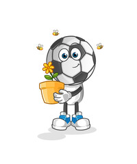 football head cartoon with a flower pot. character vector
