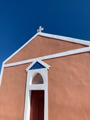 church steeple against blue sky