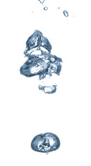 Clear water with air bubbles on white background
