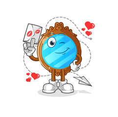 mirror hold love letter illustration. character vector