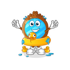 mirror with duck buoy cartoon. cartoon mascot vector
