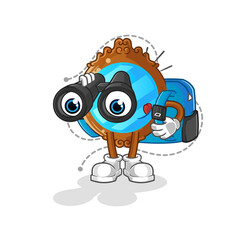 mirror with binoculars character. cartoon mascot vector