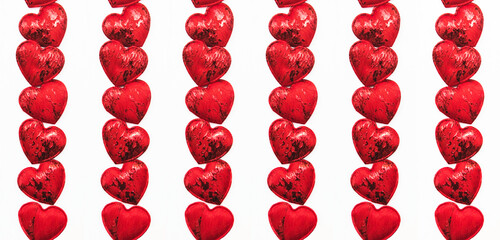 Valentine's day banner, St. Valentine's Day. Red hearts on a white background.