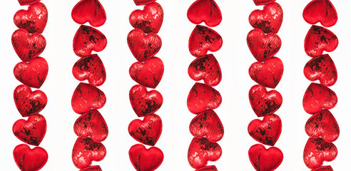 Valentine's day banner, St. Valentine's Day. Red hearts on a white background.