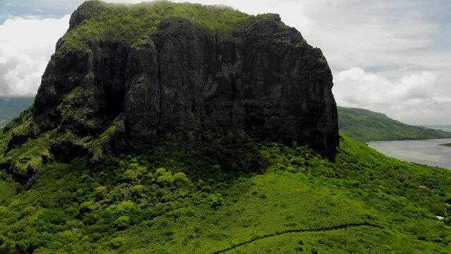 Aerial view on Le Morne mountain in Mauritius