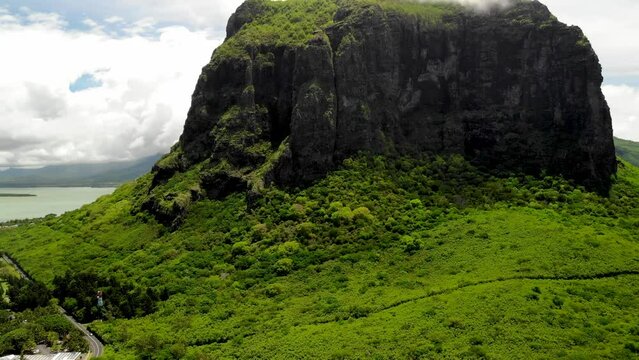Aerial view on Le Morne mountain in Mauritius