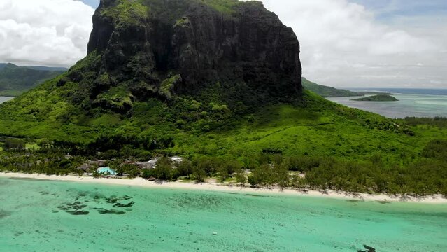 Aerial view on Le Morne mountain in Mauritius