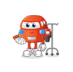 car sick in IV illustration. character vector