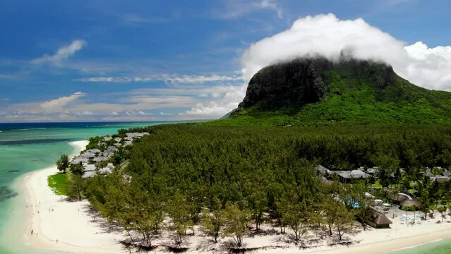 Aerial view on Le Morne mountain in Mauritius