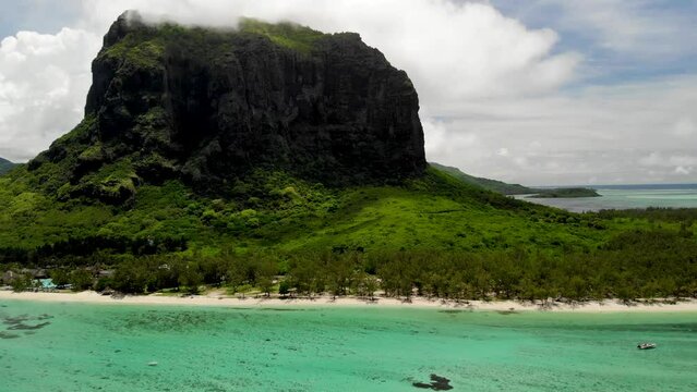 Aerial view on Le Morne mountain in Mauritius