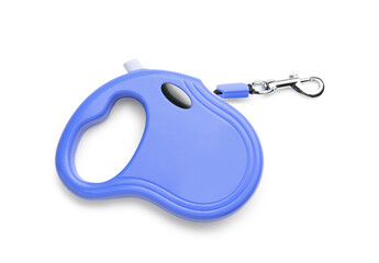 Retractable leash for dog on white background