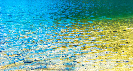 Texture of turquoise lake water of mountain lake