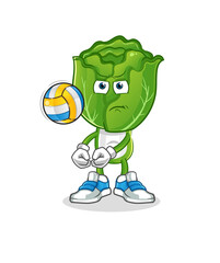 cabbage head cartoon play volleyball mascot. cartoon vector