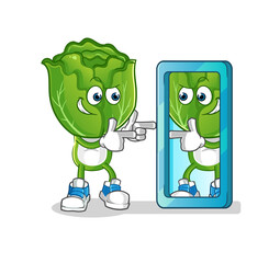 Obraz premium cabbage head cartoon looking into mirror. cartoon mascot vector