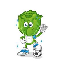 cabbage head cartoon playing soccer illustration. character vector