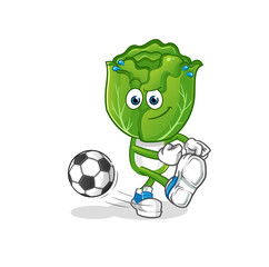 cabbage head cartoon kicking the ball. cartoon mascot vector