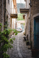 Fototapeta na wymiar Cozy narrow street in the village of Pano Lefkara. Larnaca District, Cyprus.