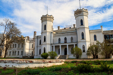 Fototapeta na wymiar Sharovka palace in neo-gothic style, also known as Sugar Palace in Kharkov region, Ukraine