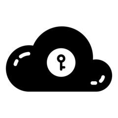 Cloud Data Key Flat Icon Isolated On White Background