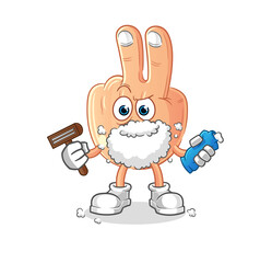 peace finger head cartoon shave facial hair vector. cartoon character