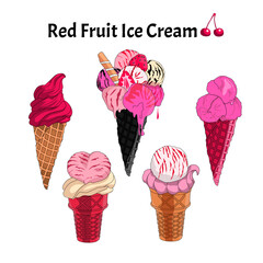 Red fruit ice cream