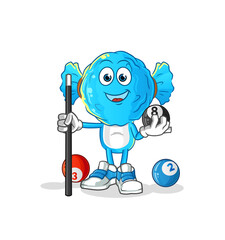 candy head cartoon plays billiard character. cartoon vector