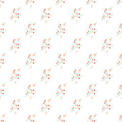 Flower pattern in flat style on white background. loral pastel watercolor style