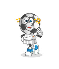 Obraz premium football head cartoon with greek clothing. cartoon mascot vector