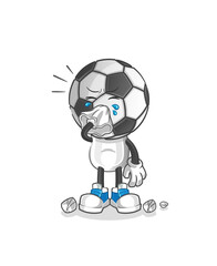 football head cartoon blowing nose character. cartoon mascot vector