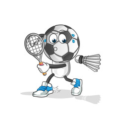 football head cartoon playing badminton illustration. character vector