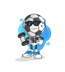 football head cartoon lifting dumbbell vector. cartoon character