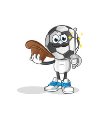 Naklejka premium football head cartoon fencer character. cartoon mascot vector