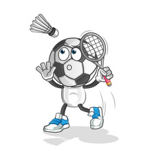 football head cartoon smash at badminton. cartoon mascot vector