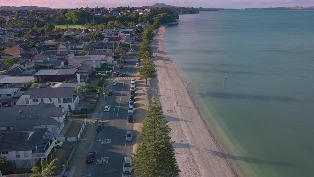 Aerial: Eastern Beach, Auckland, New Zealand