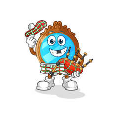 mirror scottish with bagpipes vector. cartoon character
