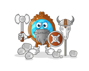 mirror viking with an ax illustration. character vector