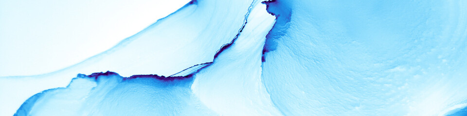 Blue Liquid Ink. Ebru Grunge Landscape. Navy