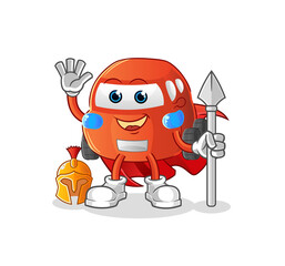 car spartan character. cartoon mascot vector