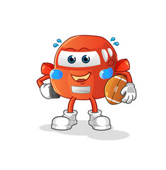 car playing rugby character. cartoon mascot vector