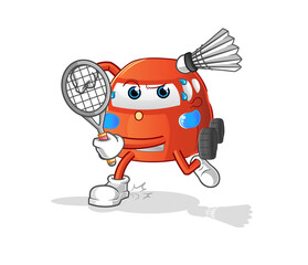 car playing badminton illustration. character vector
