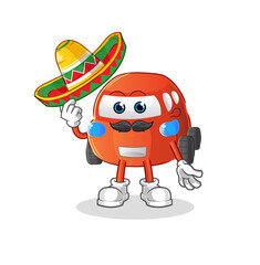 car Mexican culture and flag. cartoon mascot vector