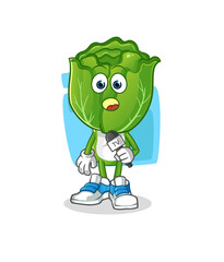 cabbage head cartoon tv reporter. cartoon mascot vector