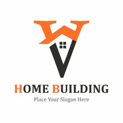 Letter V  abstract with house vector logo template. Suitable for business, web design and architecture
