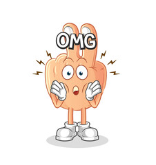 peace finger head cartoon Oh my God vector. cartoon character